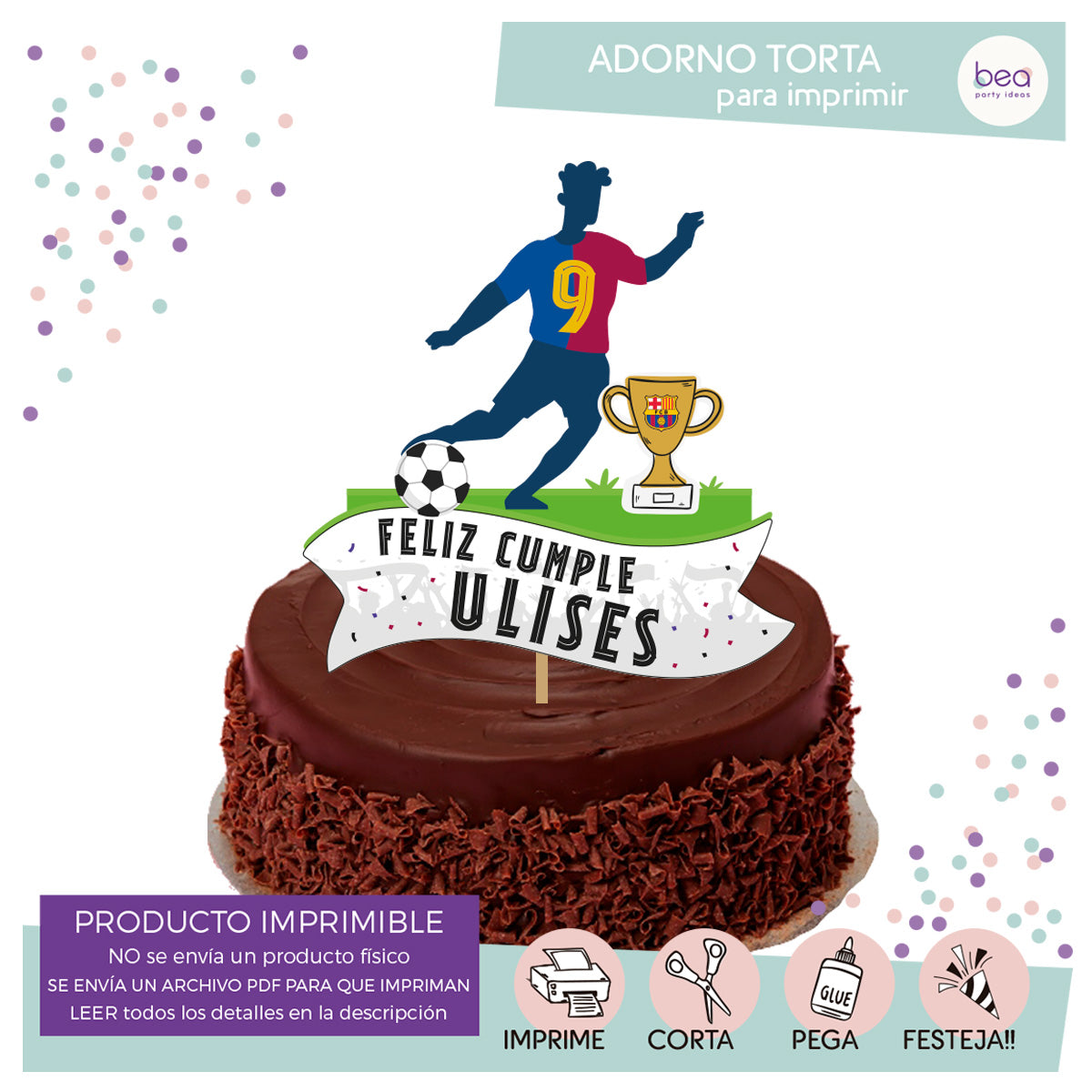 BARCELONA printable CAKE TOPPER