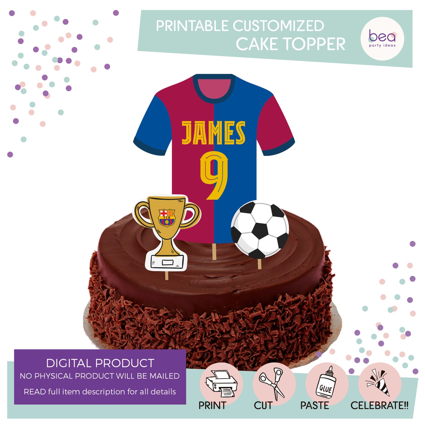 BARCELONA printable CAKE TOPPER