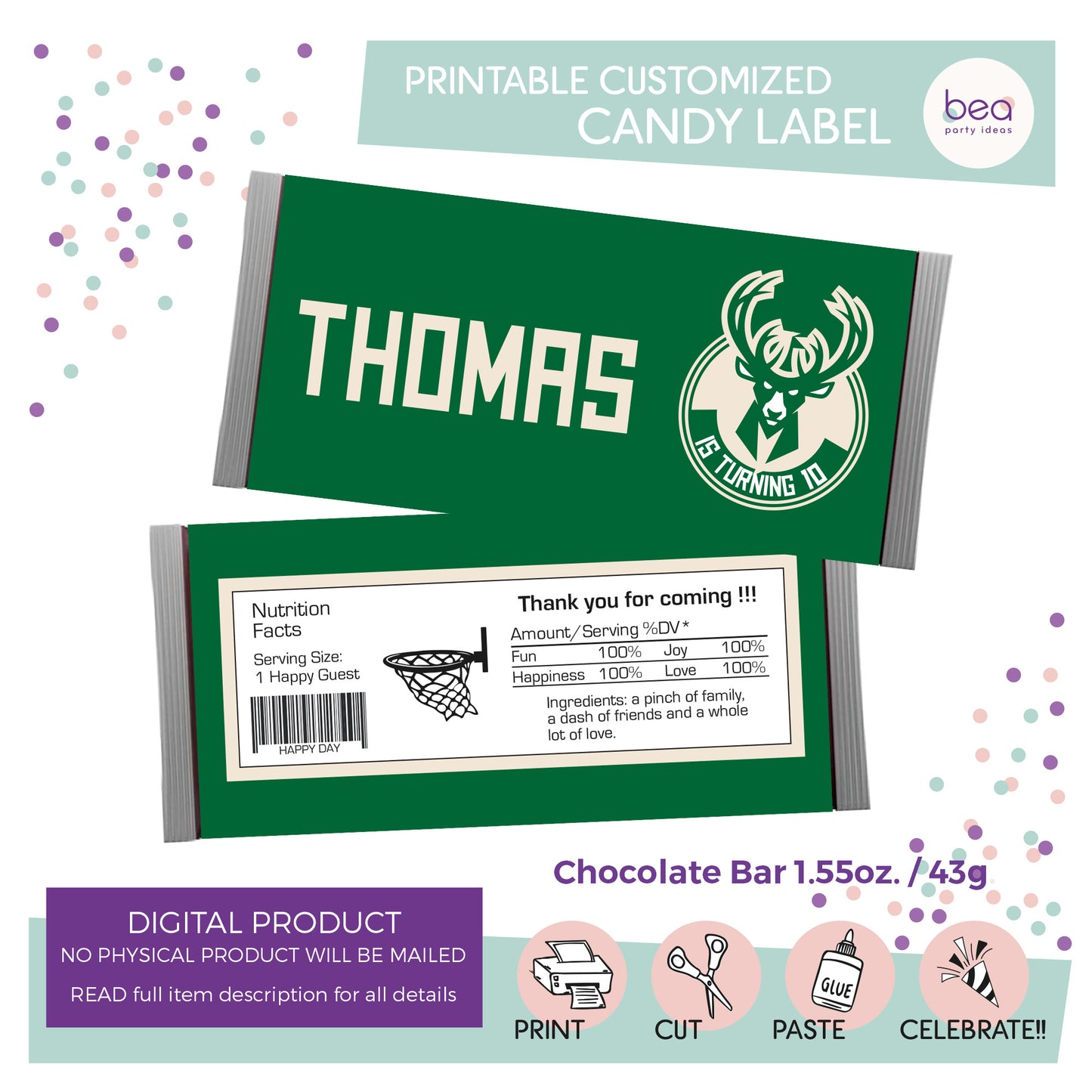 MILWAUKEE printable CHOCOLATE CANDY Label