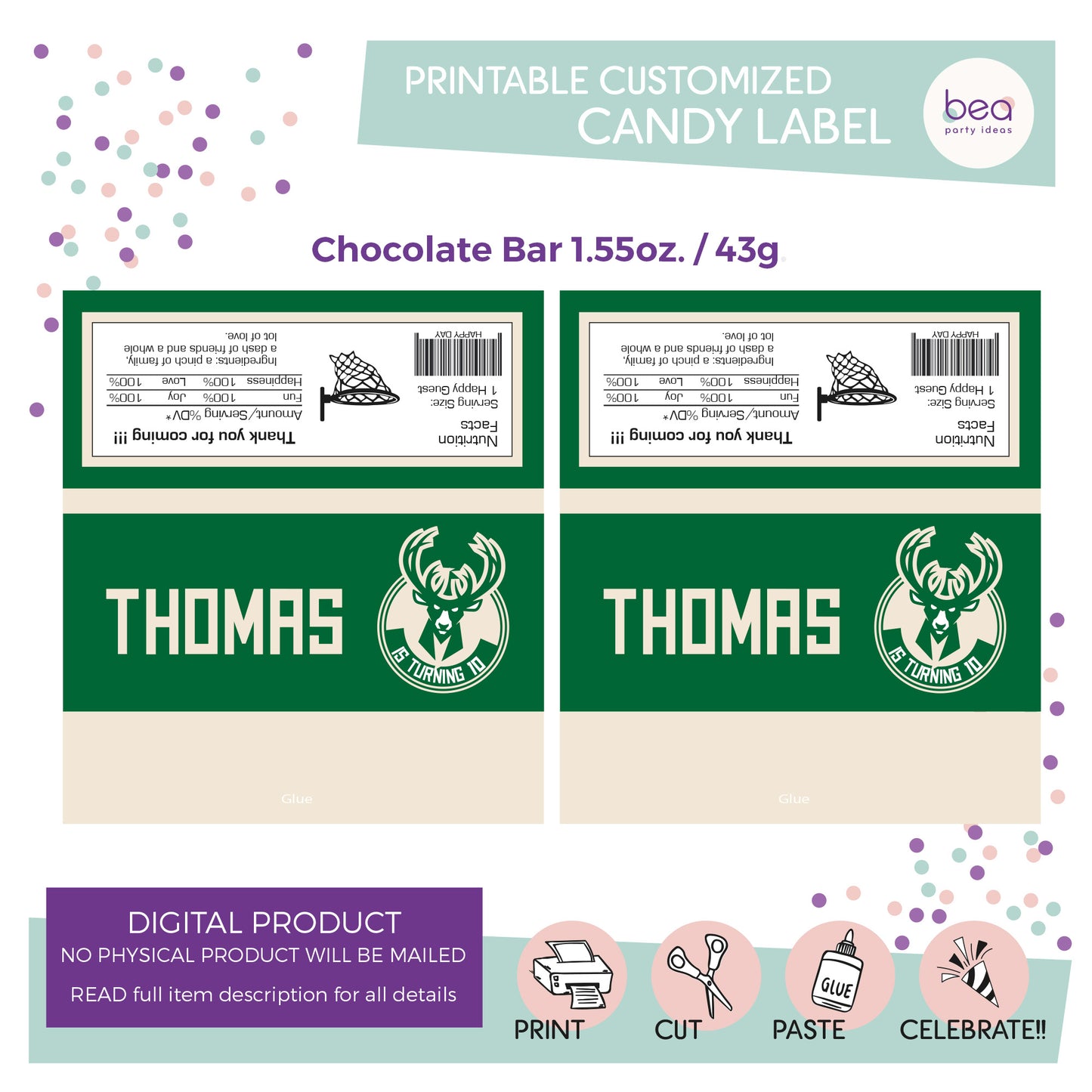 MILWAUKEE printable CHOCOLATE CANDY Label