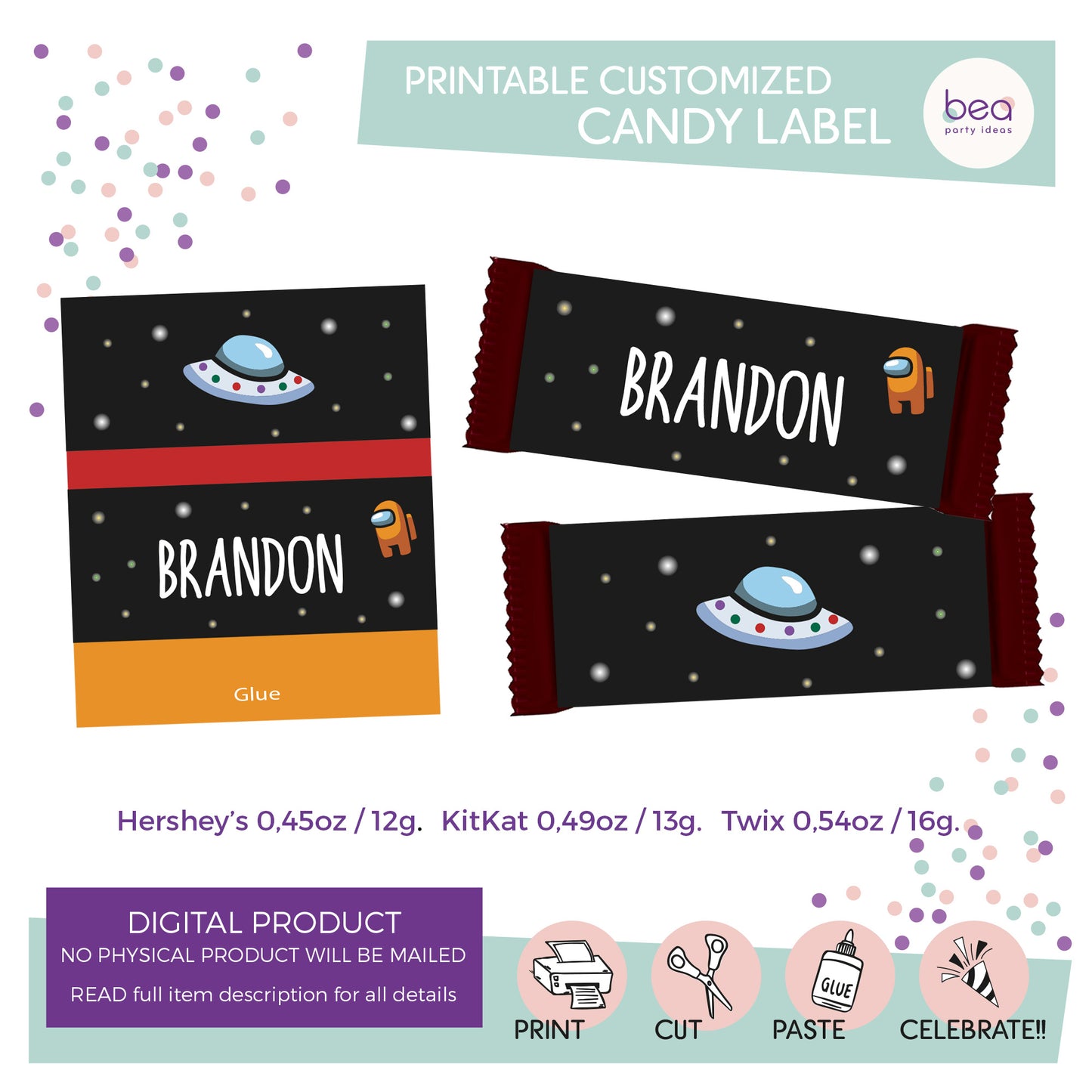 AMONG US printable CHOCOLATE CANDY Label