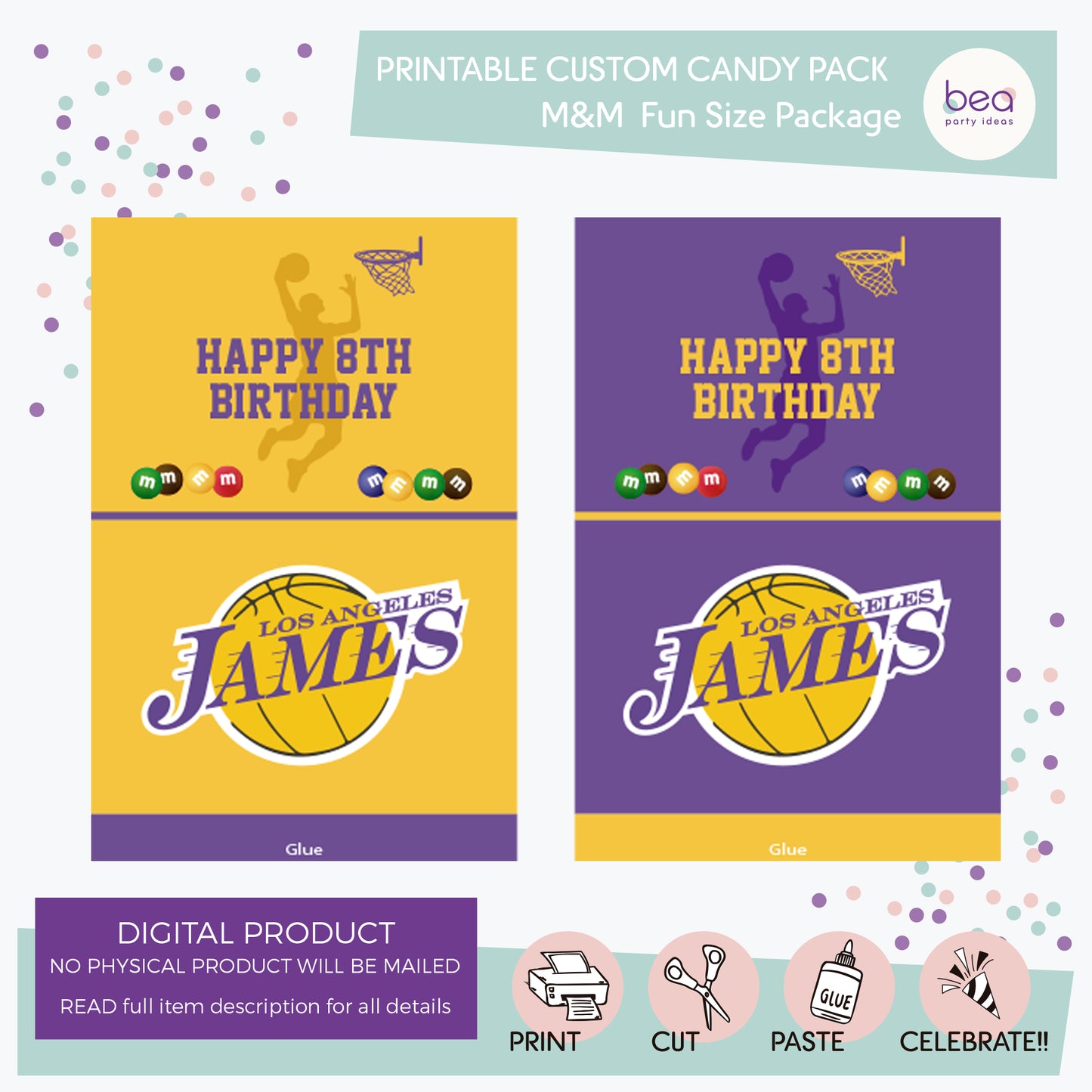 LAKERS printable M&M FunSize Label