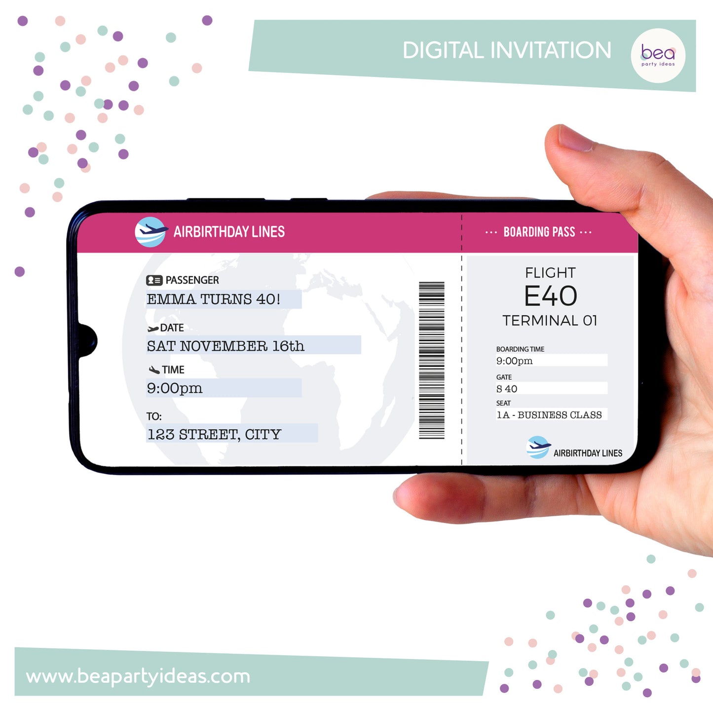 BOARDING PASS digital INVITATION