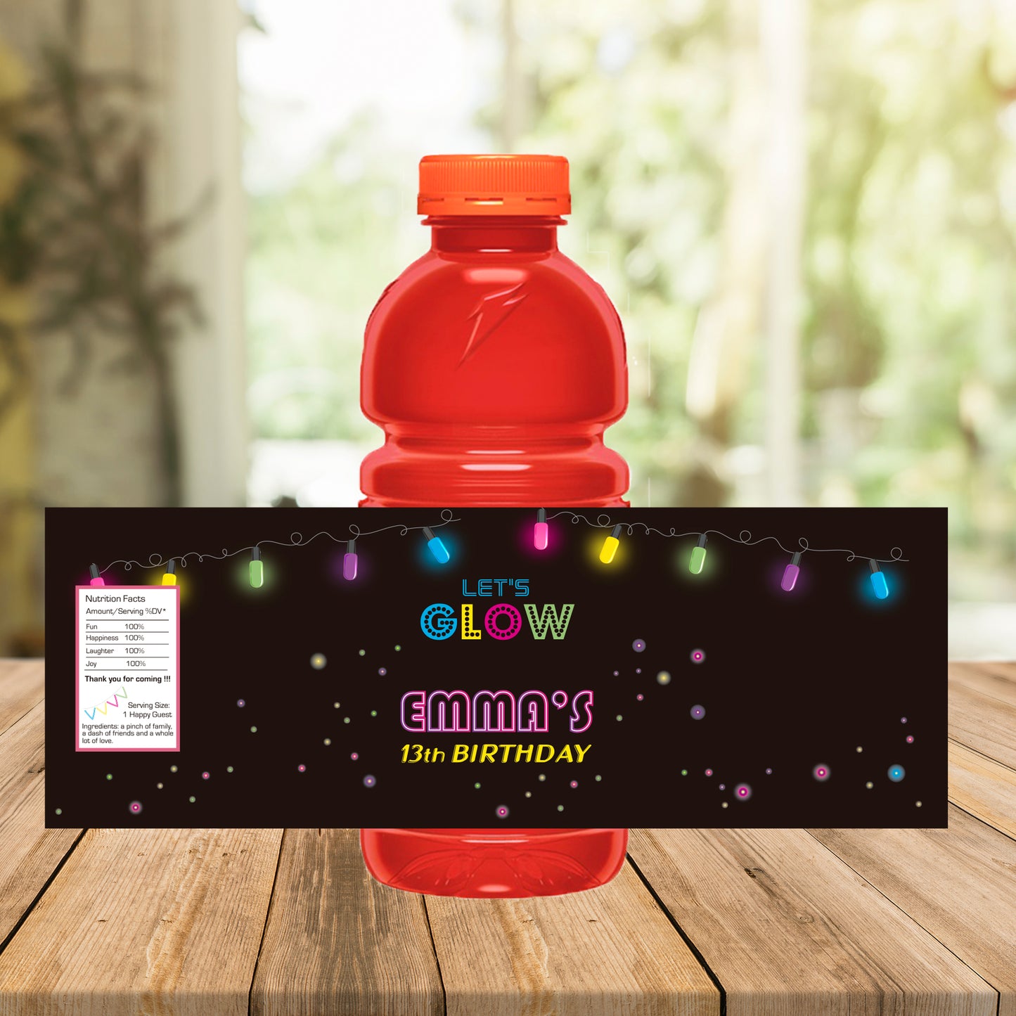 GLOW printable BOTTLE Label