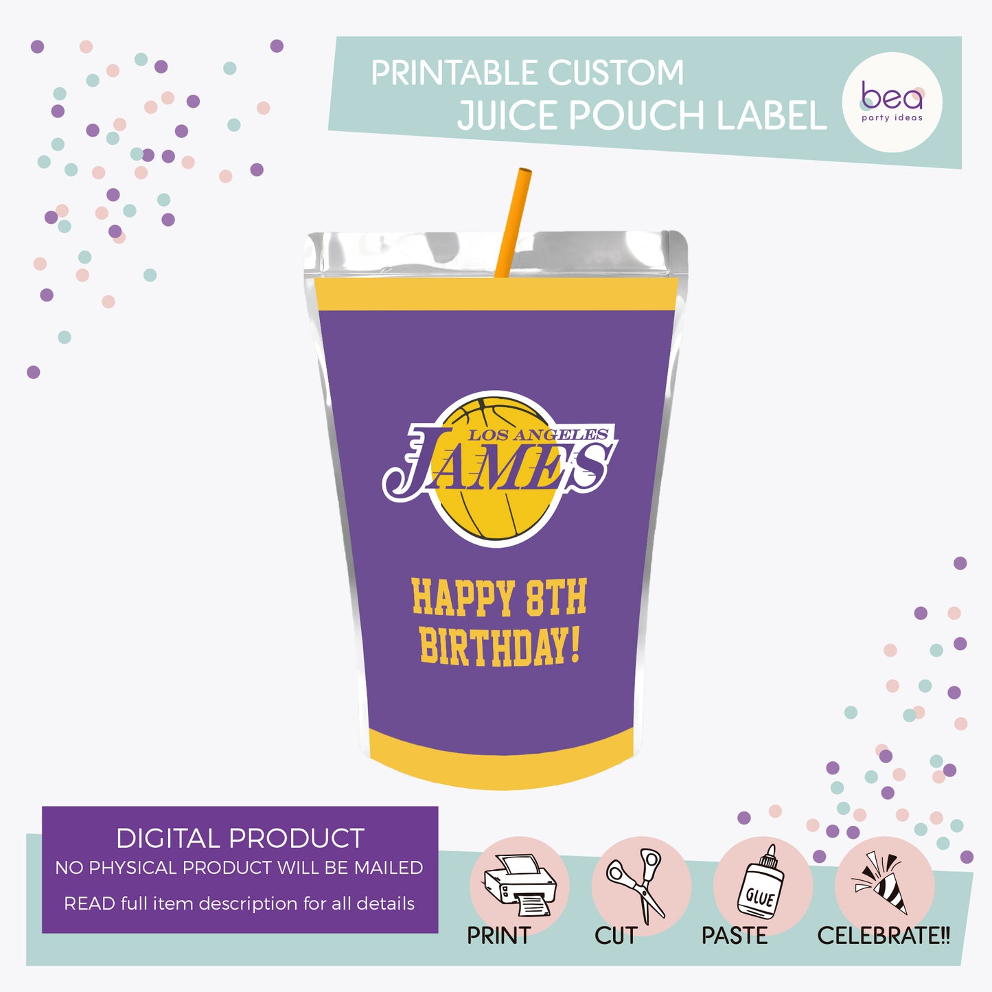 LAKERS printable CAPRI SUN Label