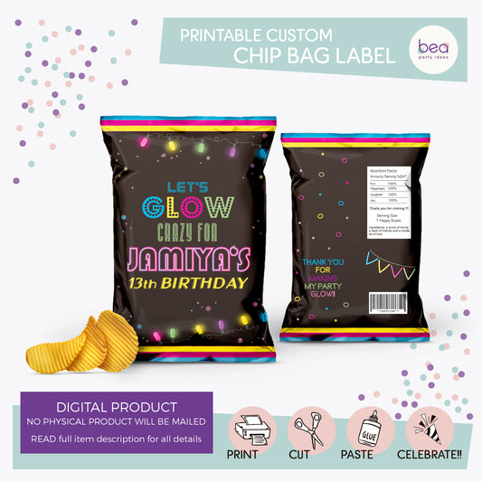 GLOW printable CHIP BAG Label