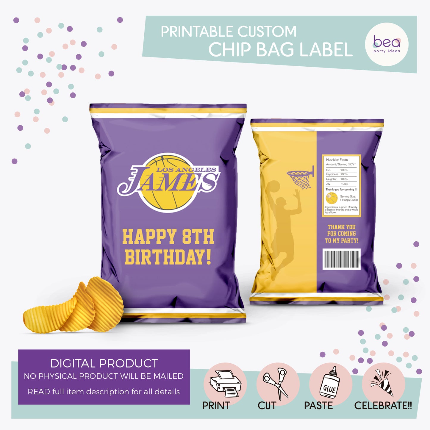 LAKERS printable CHIP BAG Label