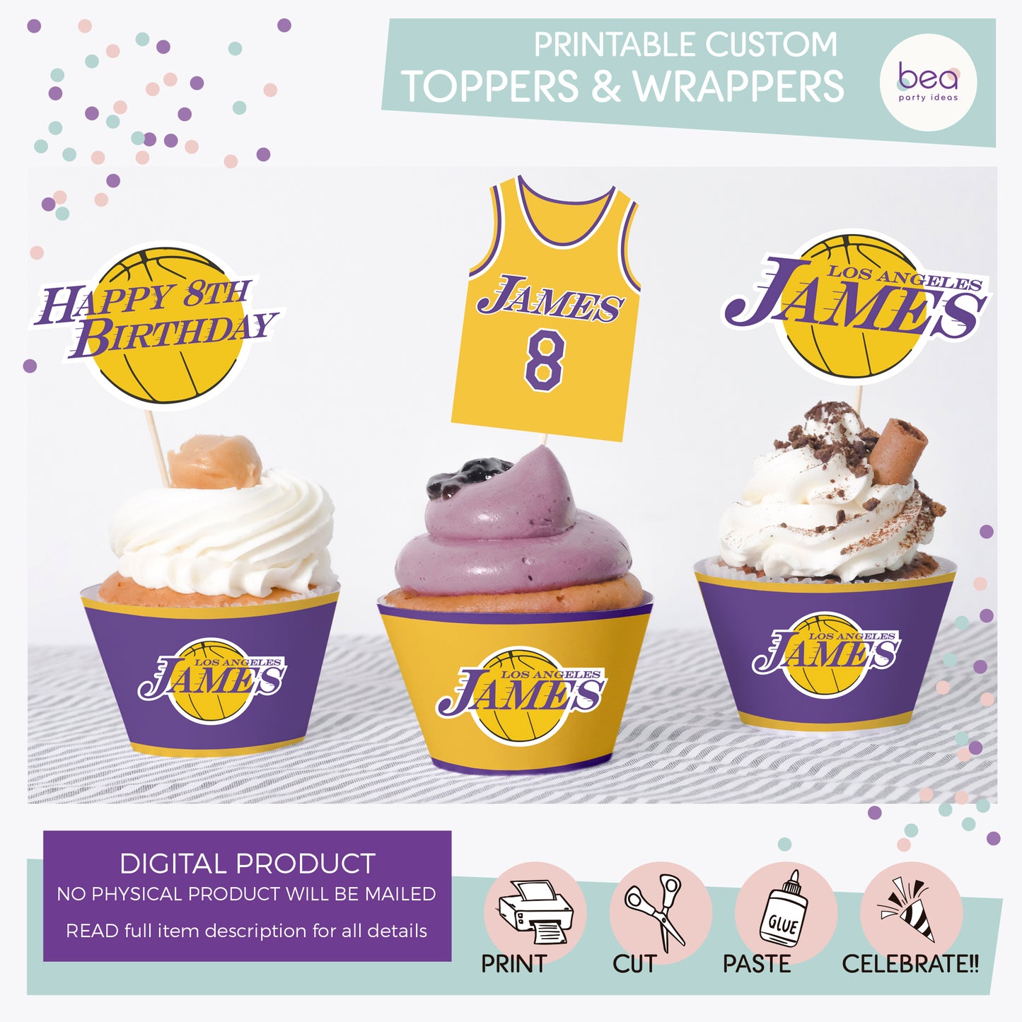 LAKERS printable TOPPER & WRAPPER Label