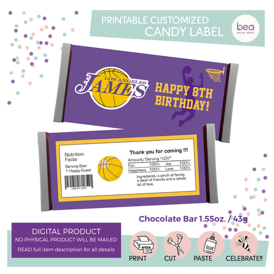 LAKERS printable CHOCOLATE CANDY Label