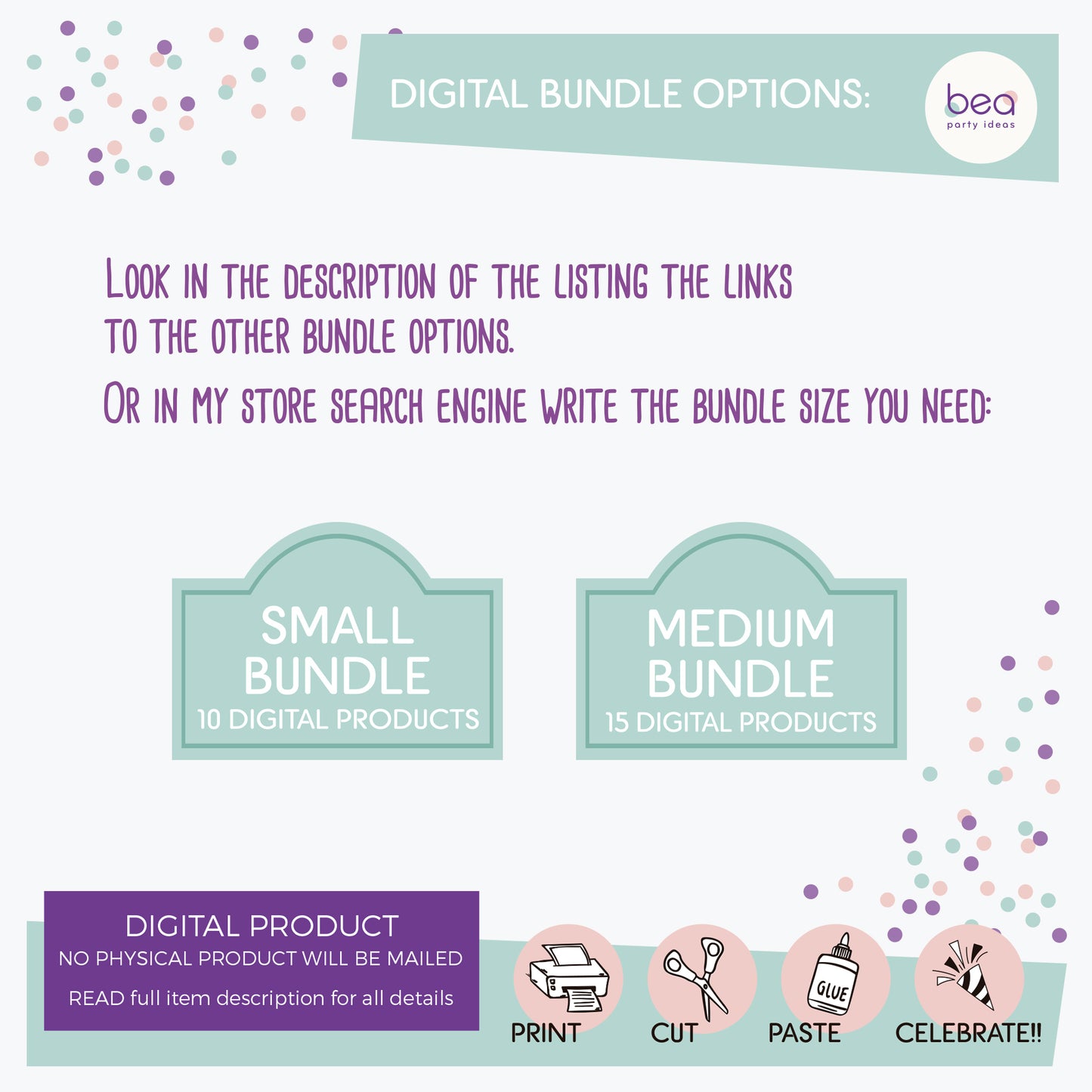 LARGE BUNDLE - 20 digital printable products - customized party kit set