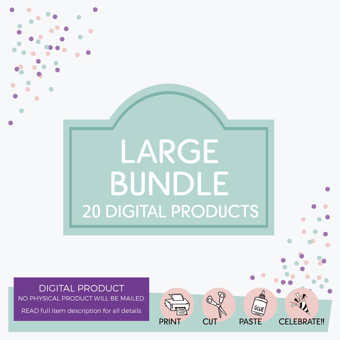 LARGE BUNDLE - 20 digital printable products - customized party kit set