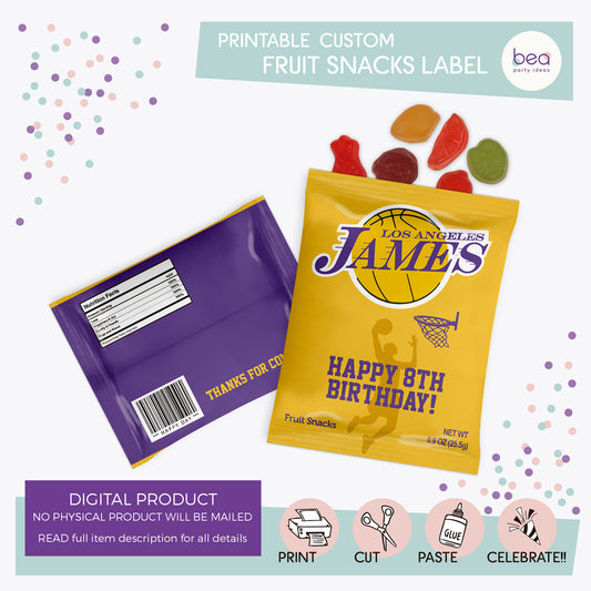 LAKERS printable FRUIT SNACK Label