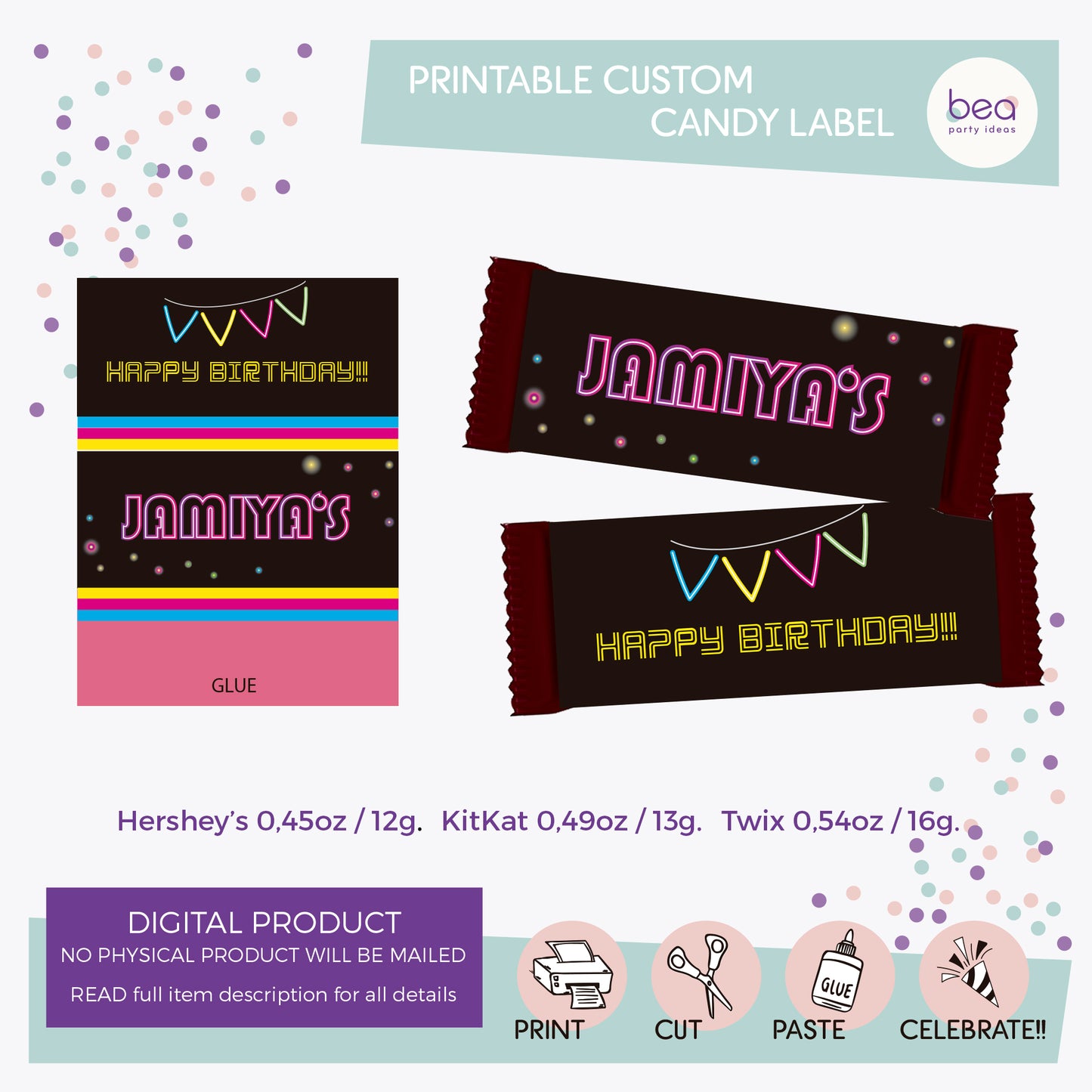 GLOW printable HERSHEY Label