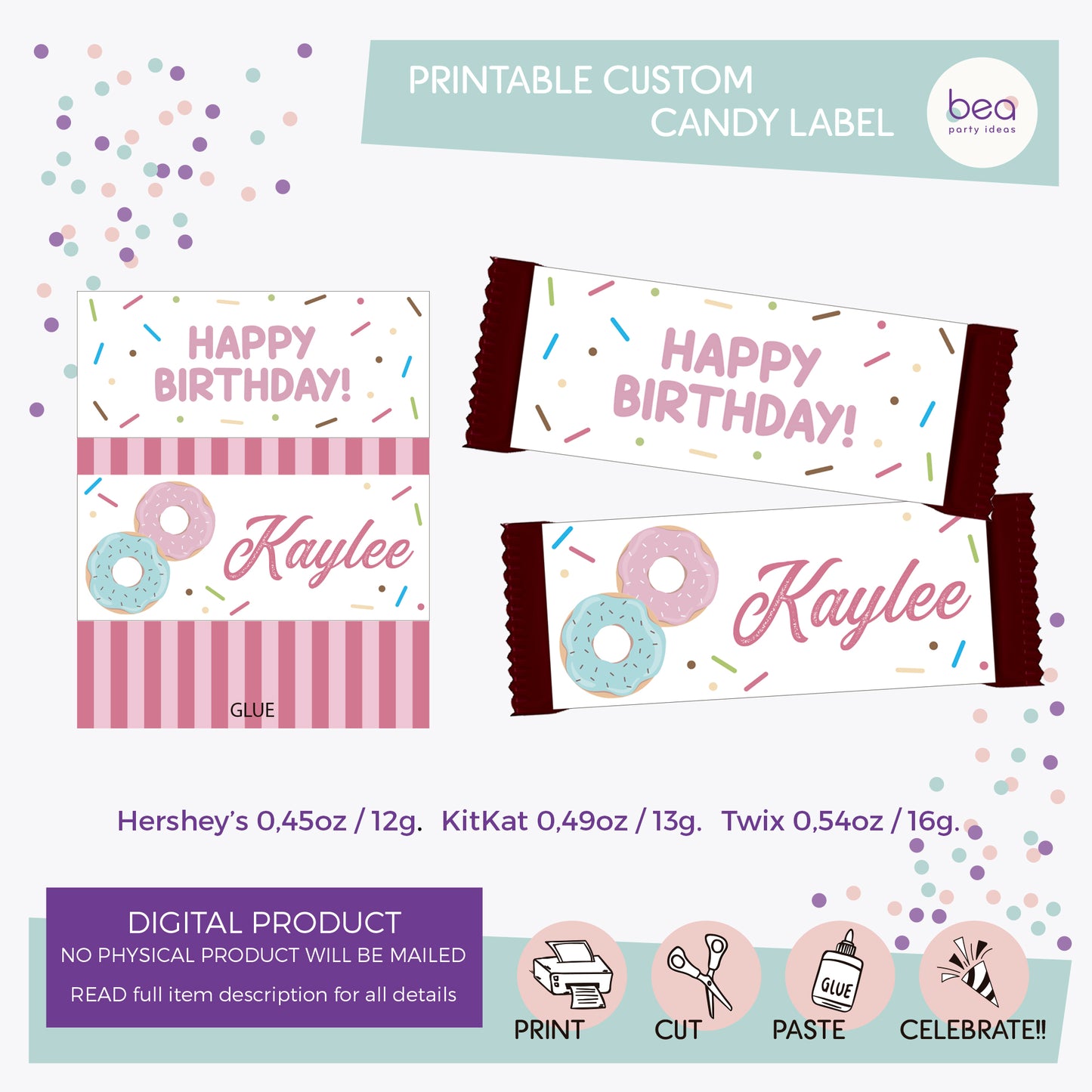 DONUTS printable HERSHEY Label