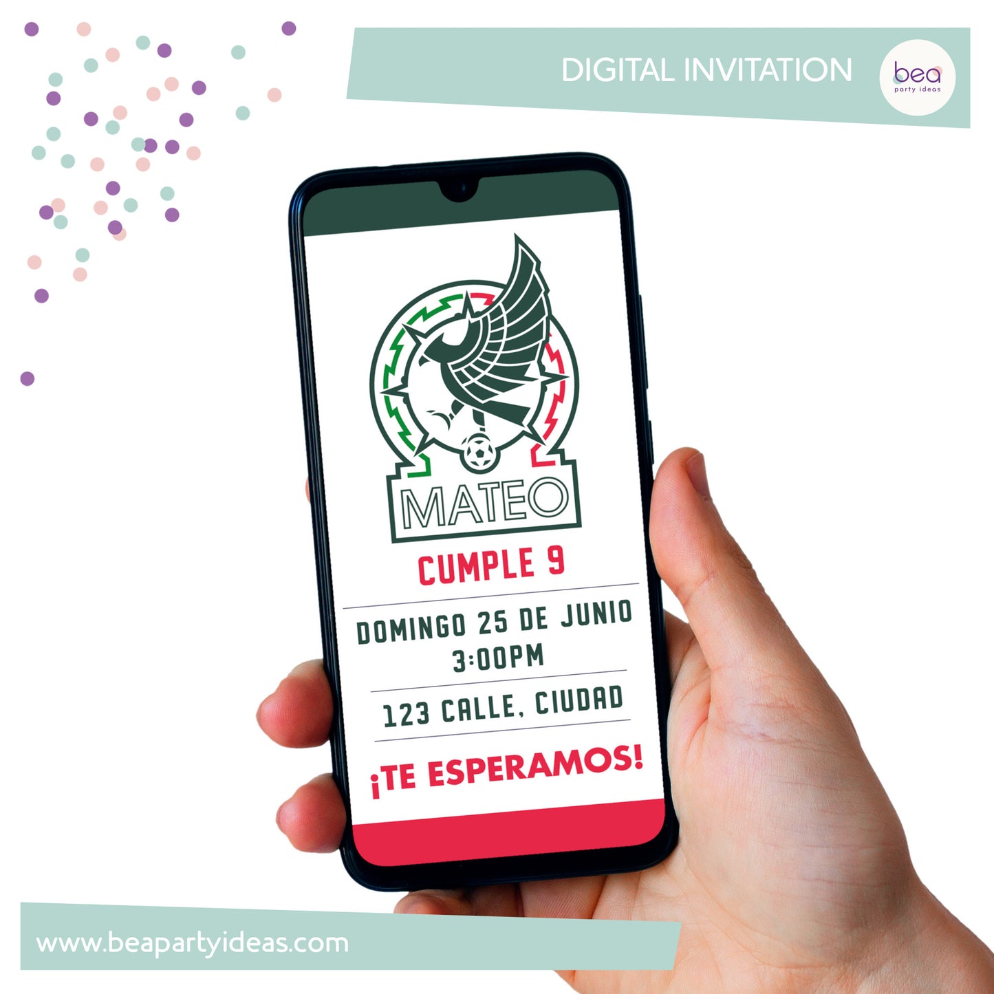 MEXICO FOOTBALL SOCCER digital INVITATION