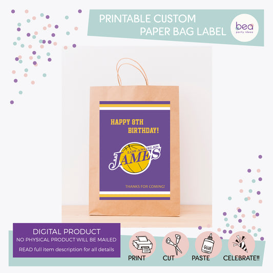 LAKERS printable PAPER BAG Label