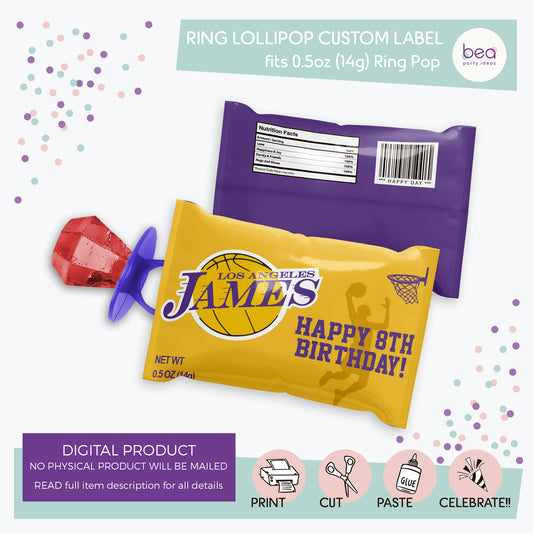 LAKERS printable RING POP Label