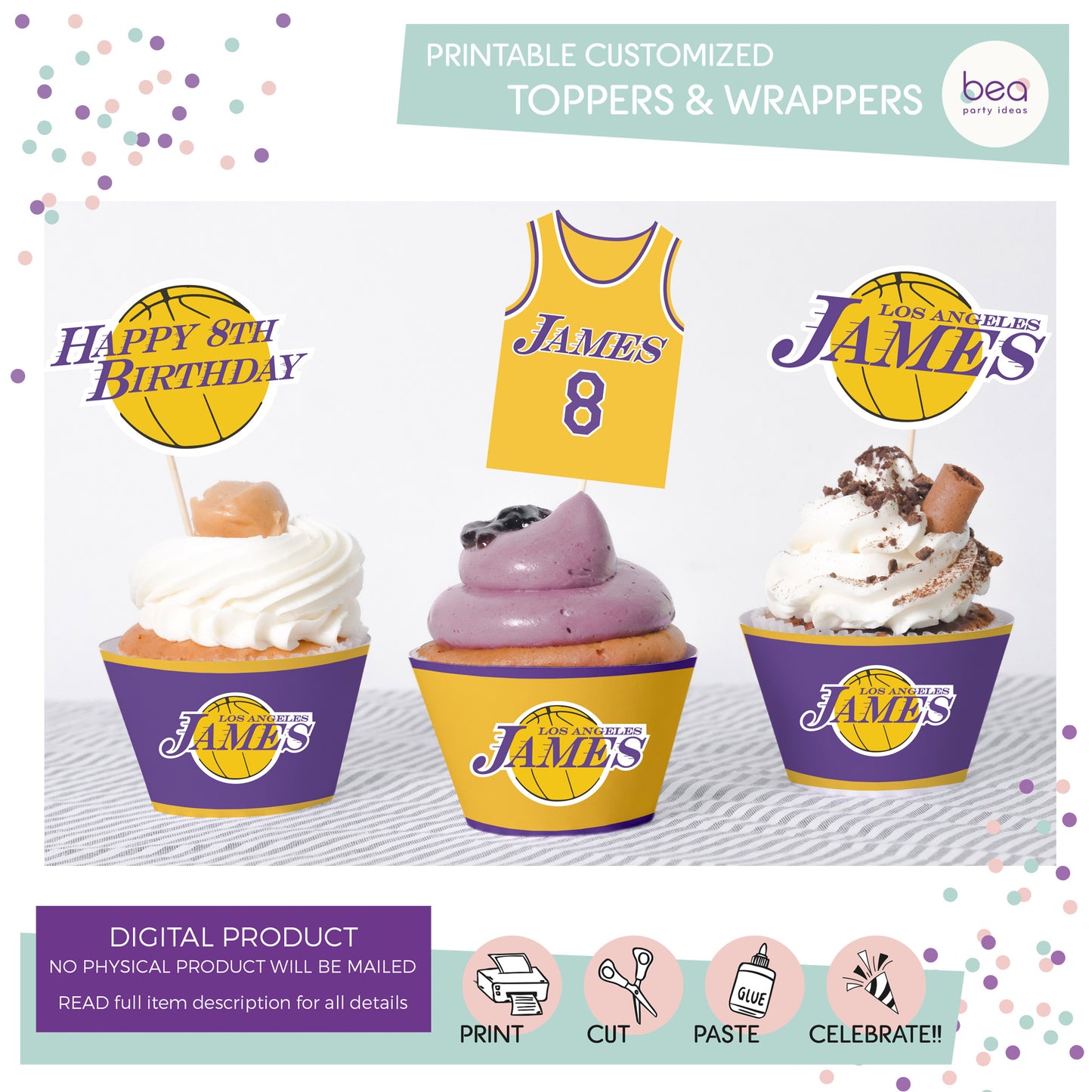 LAKERS printable TOPPER & WRAPPER Label