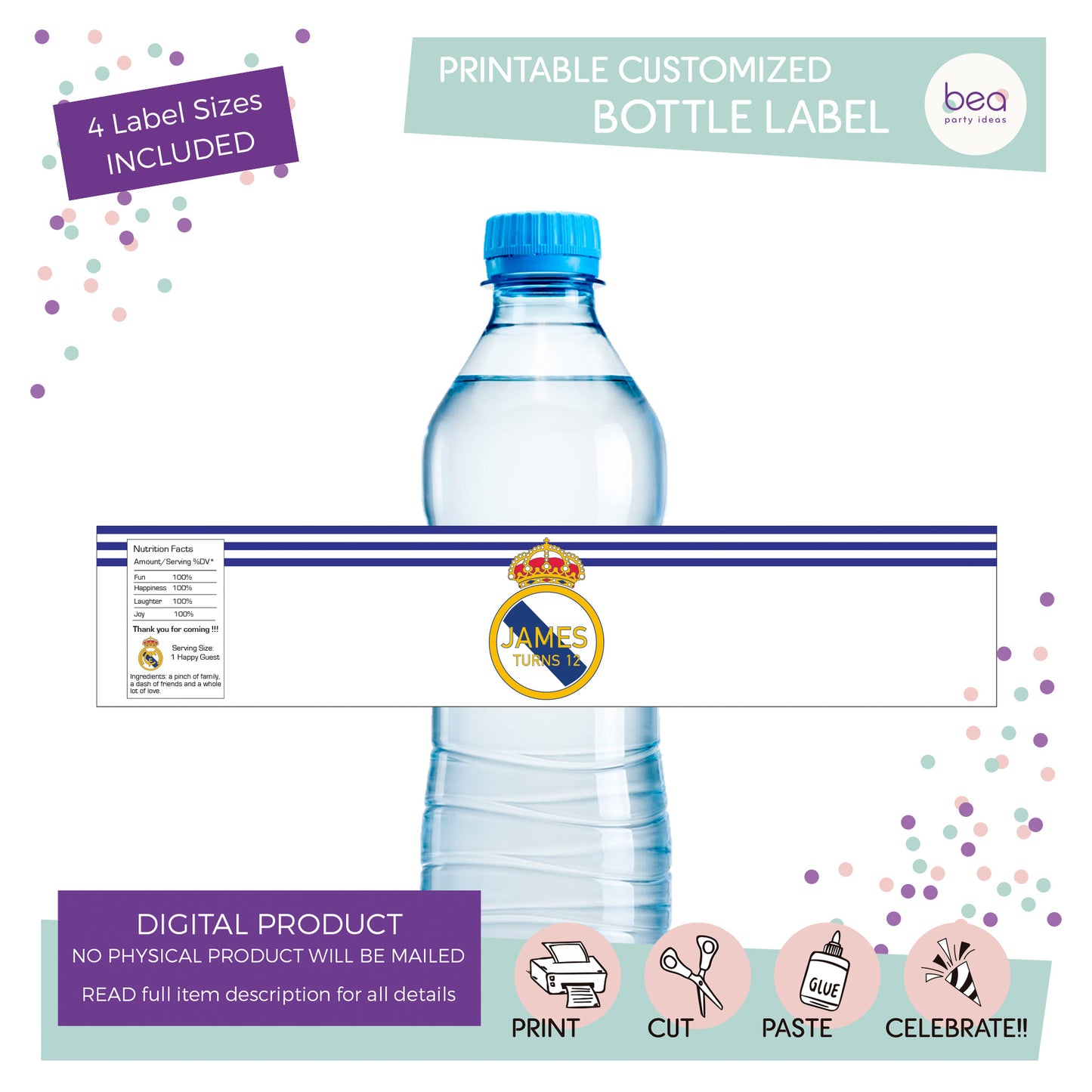 REAL MADRID printable BOTTLE Label