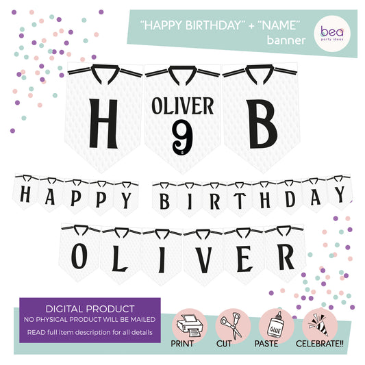 REAL MADRID printable BANNER - "Happy Birthday + 1 customized name"