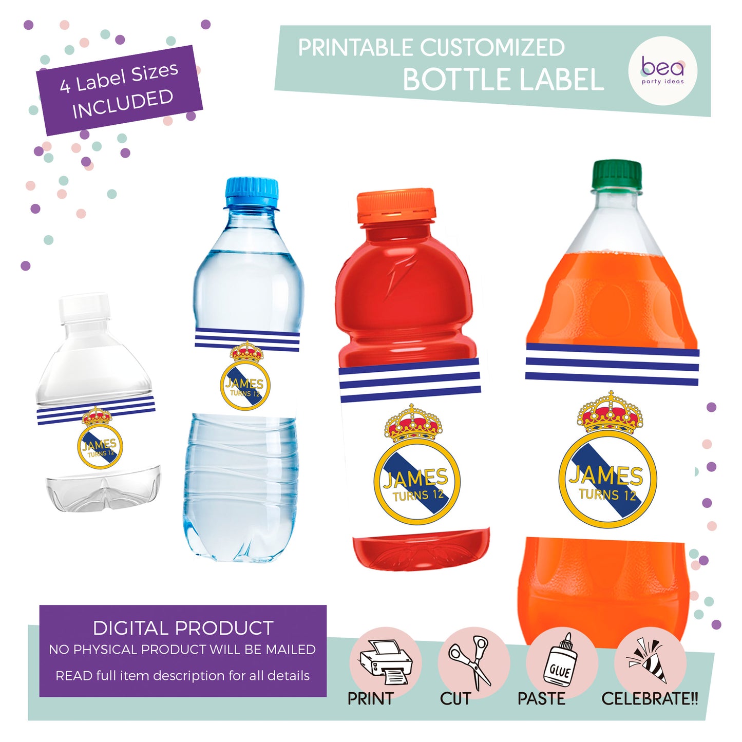 REAL MADRID printable BOTTLE Label