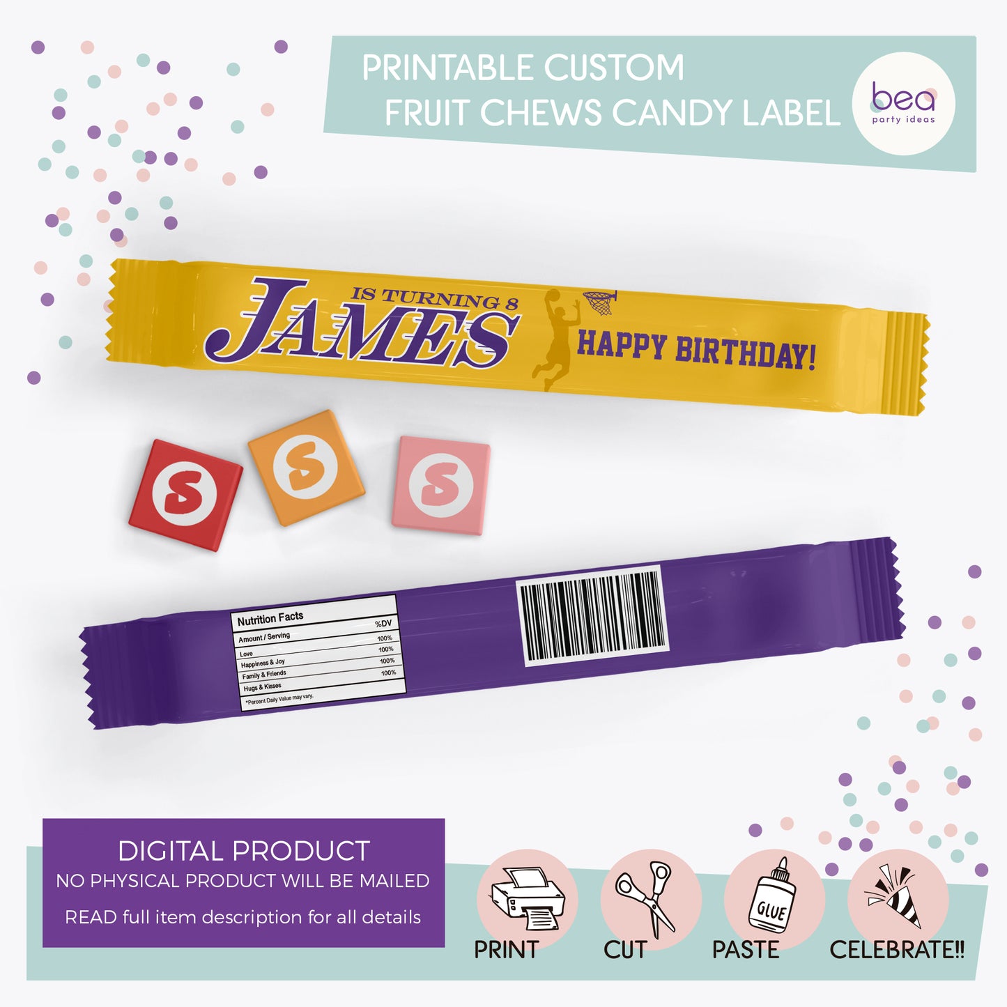 LAKERS printable STARBURST Label