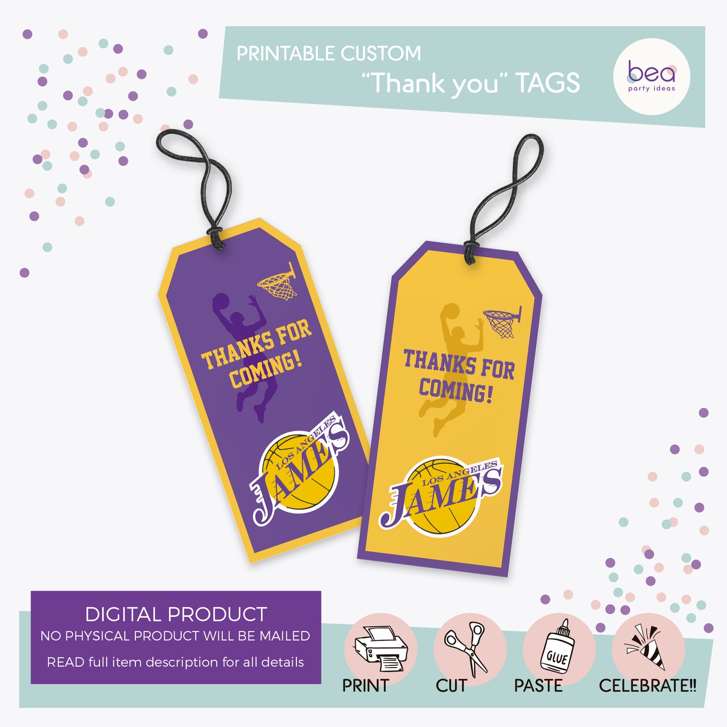 LAKERS printable THANK YOU TAGS Labels