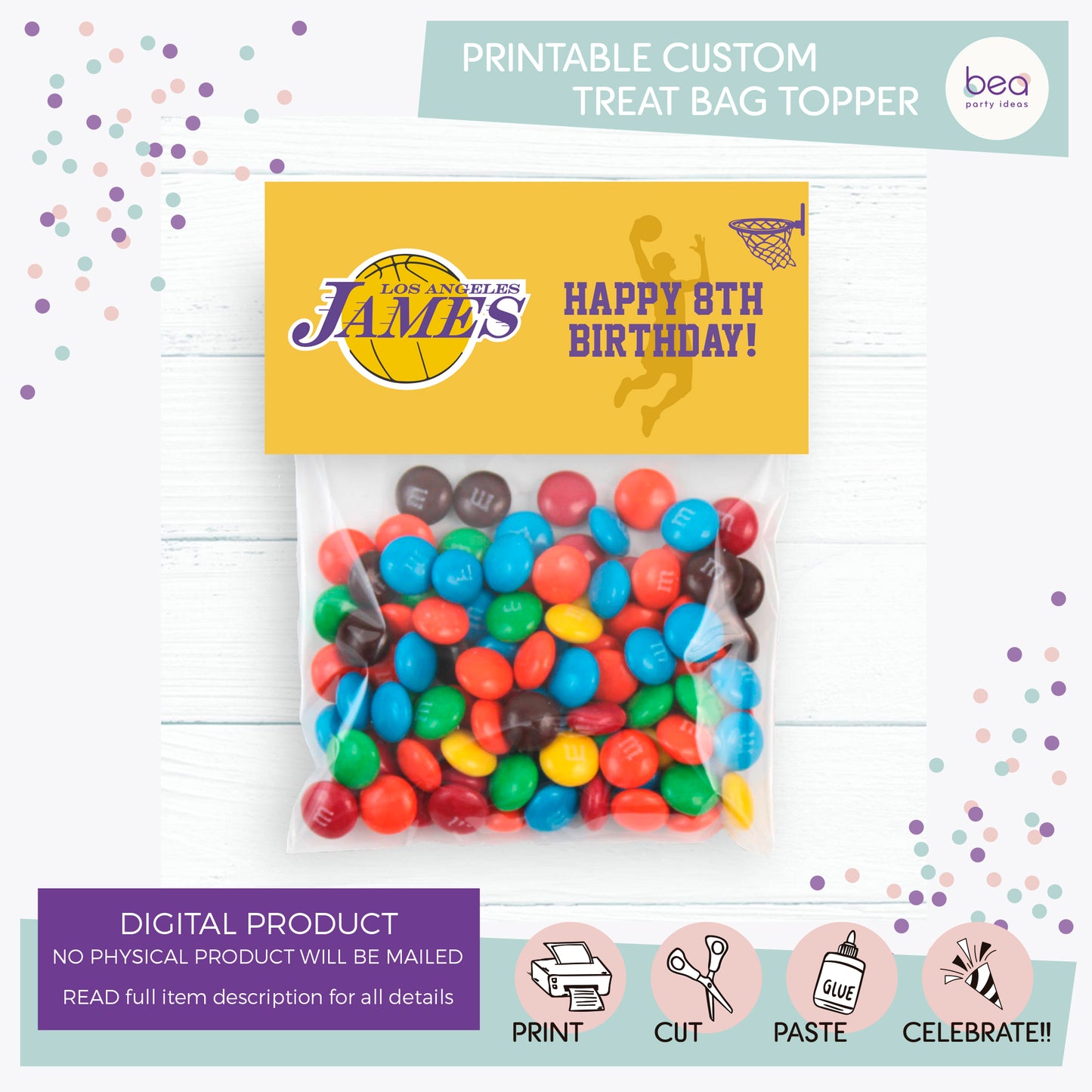 LAKERS printable TREAT BAG TOPPER Label