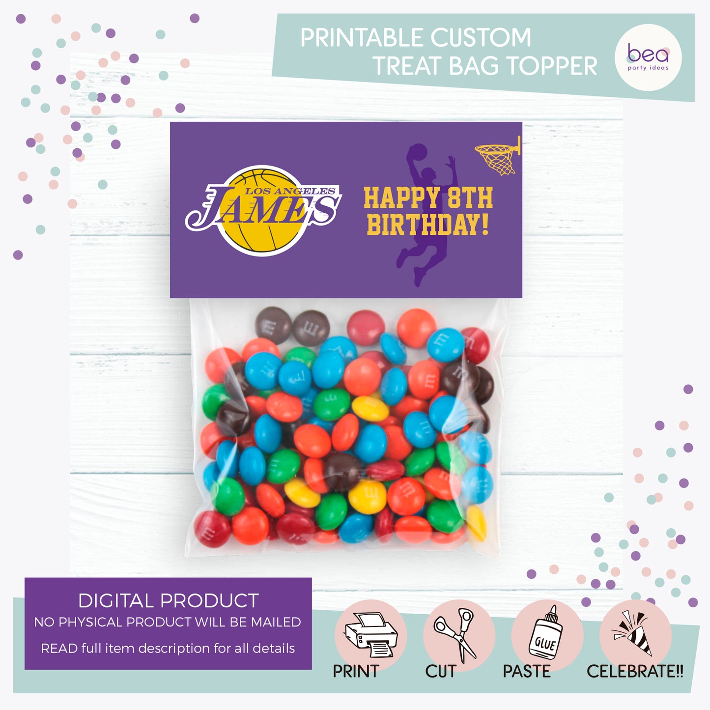 LAKERS printable TREAT BAG TOPPER Label