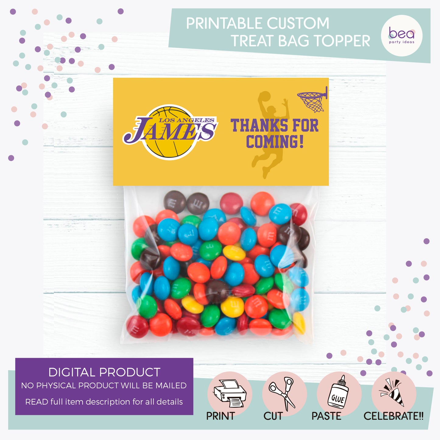 LAKERS printable TREAT BAG TOPPER Label