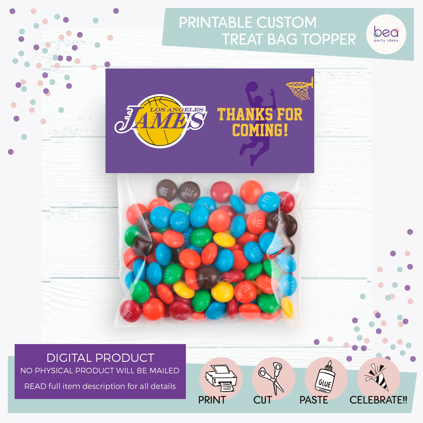 LAKERS printable TREAT BAG TOPPER Label