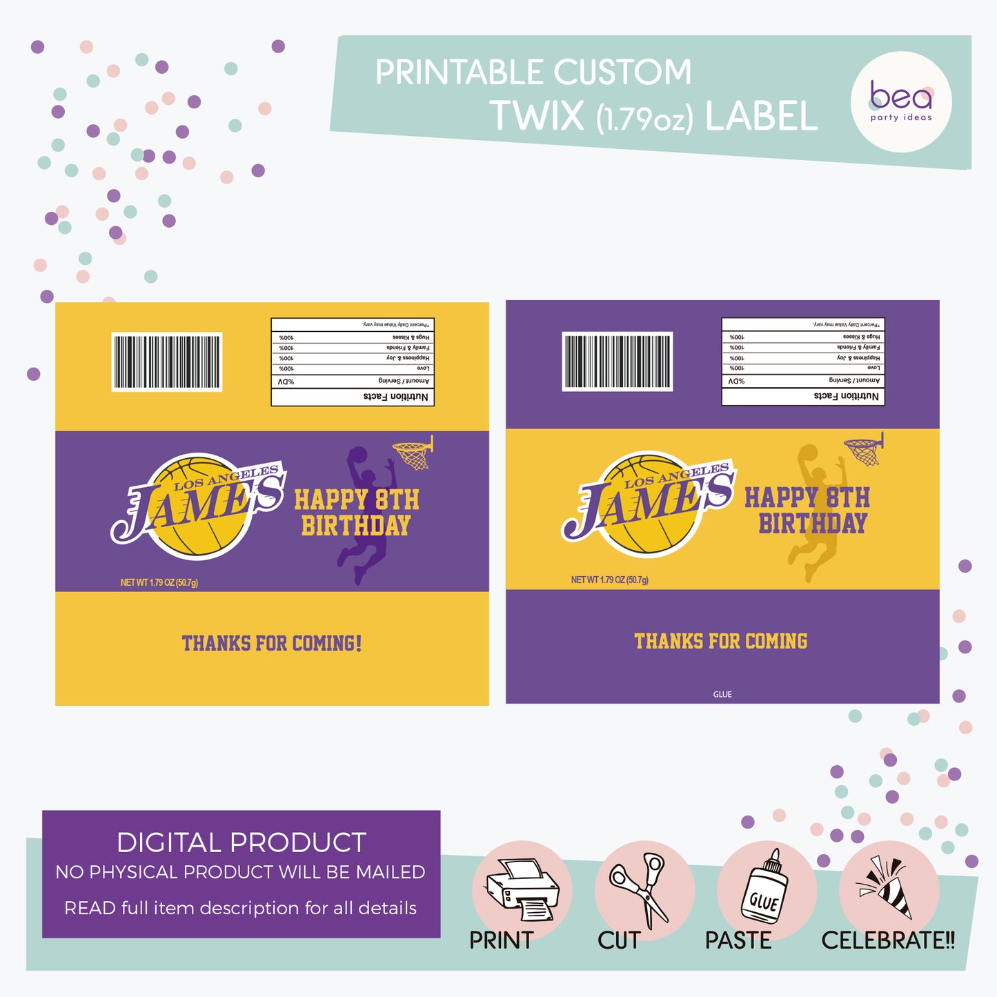 LAKERS printable TWIX Label