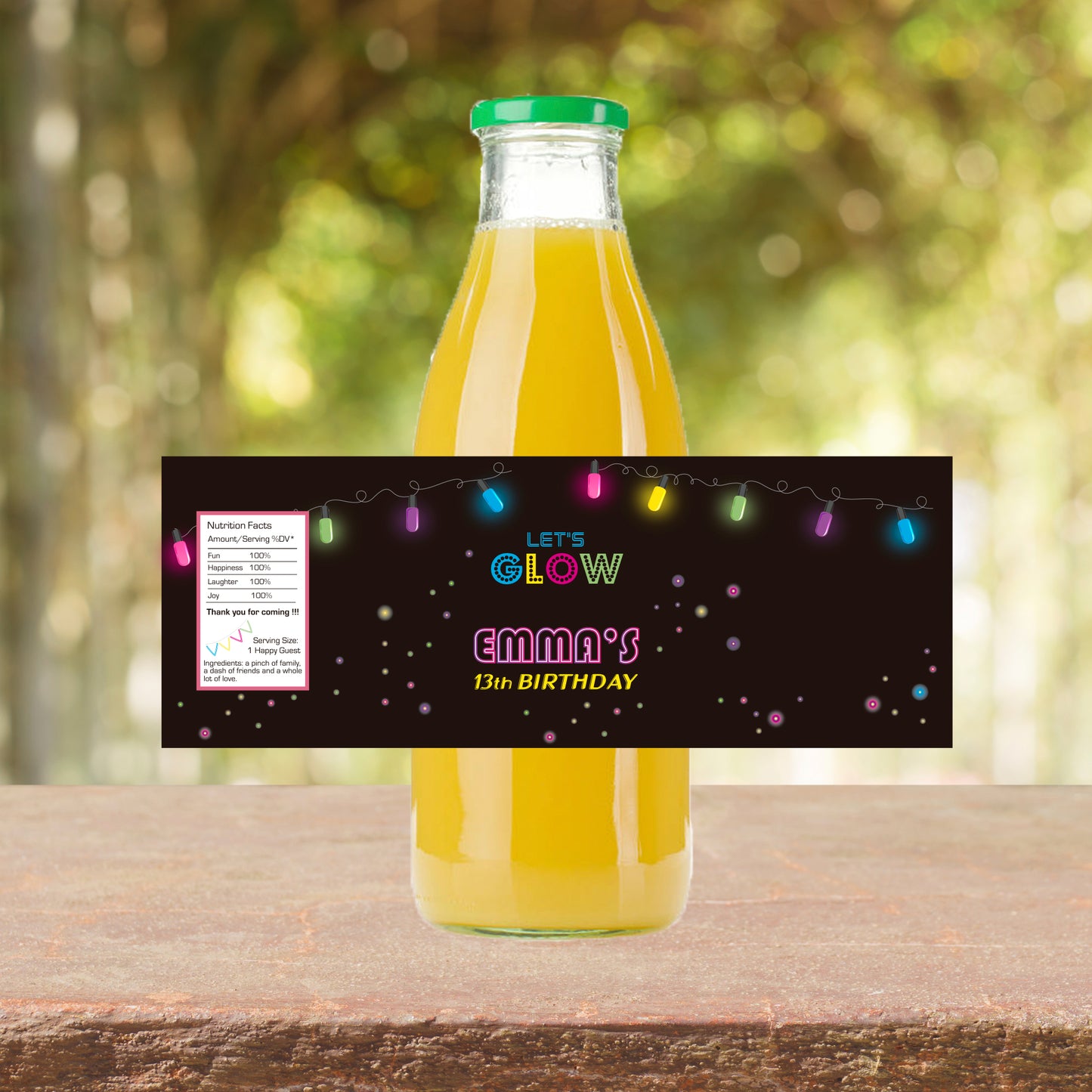 GLOW printable BOTTLE Label