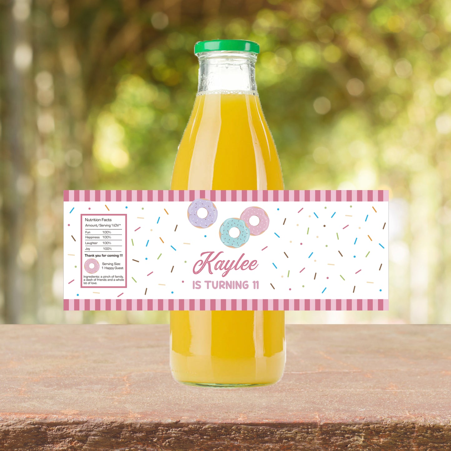 DONUTS printable BOTTLE Label