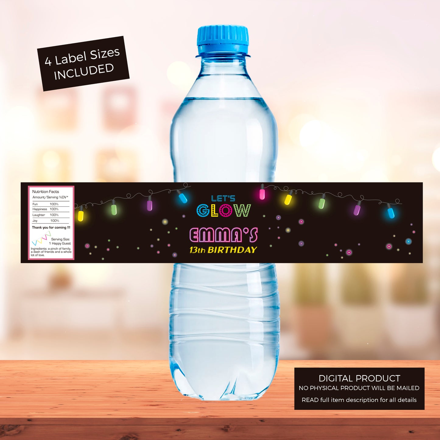 GLOW printable BOTTLE Label