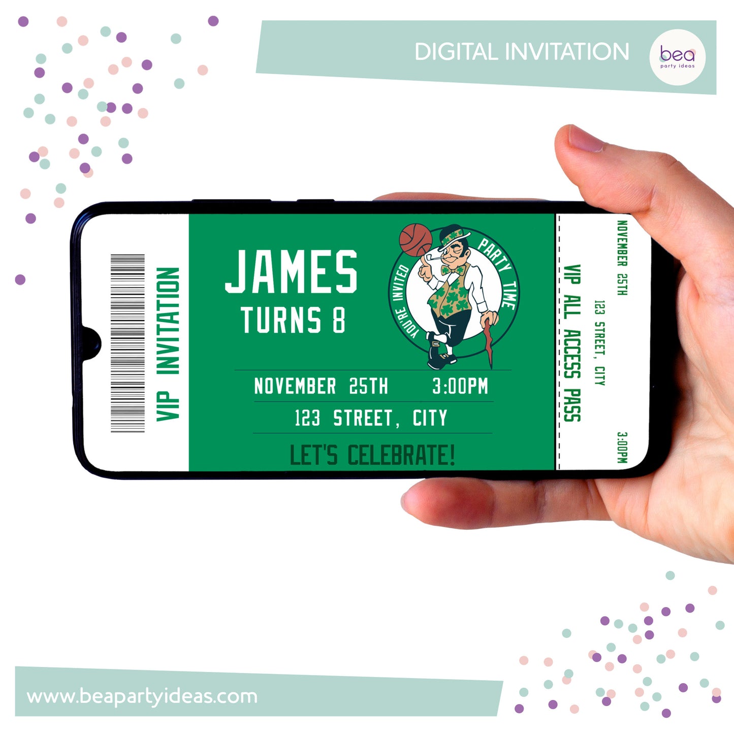 BOSTON CELTICS digital INVITATION