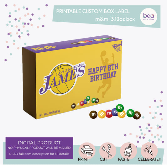 LAKERS printable M&M box Label